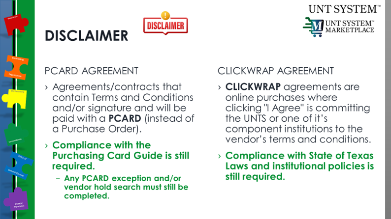 Disclaimer - PcARD & Clickwrap agreements